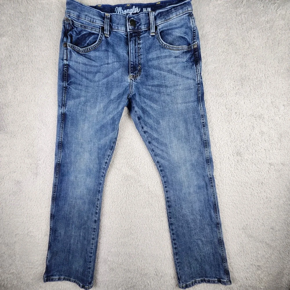 Wrangler Retro Slim Boot Jeans Mens 29x32 (fits 30x30) Blue Denim Western Cowboy